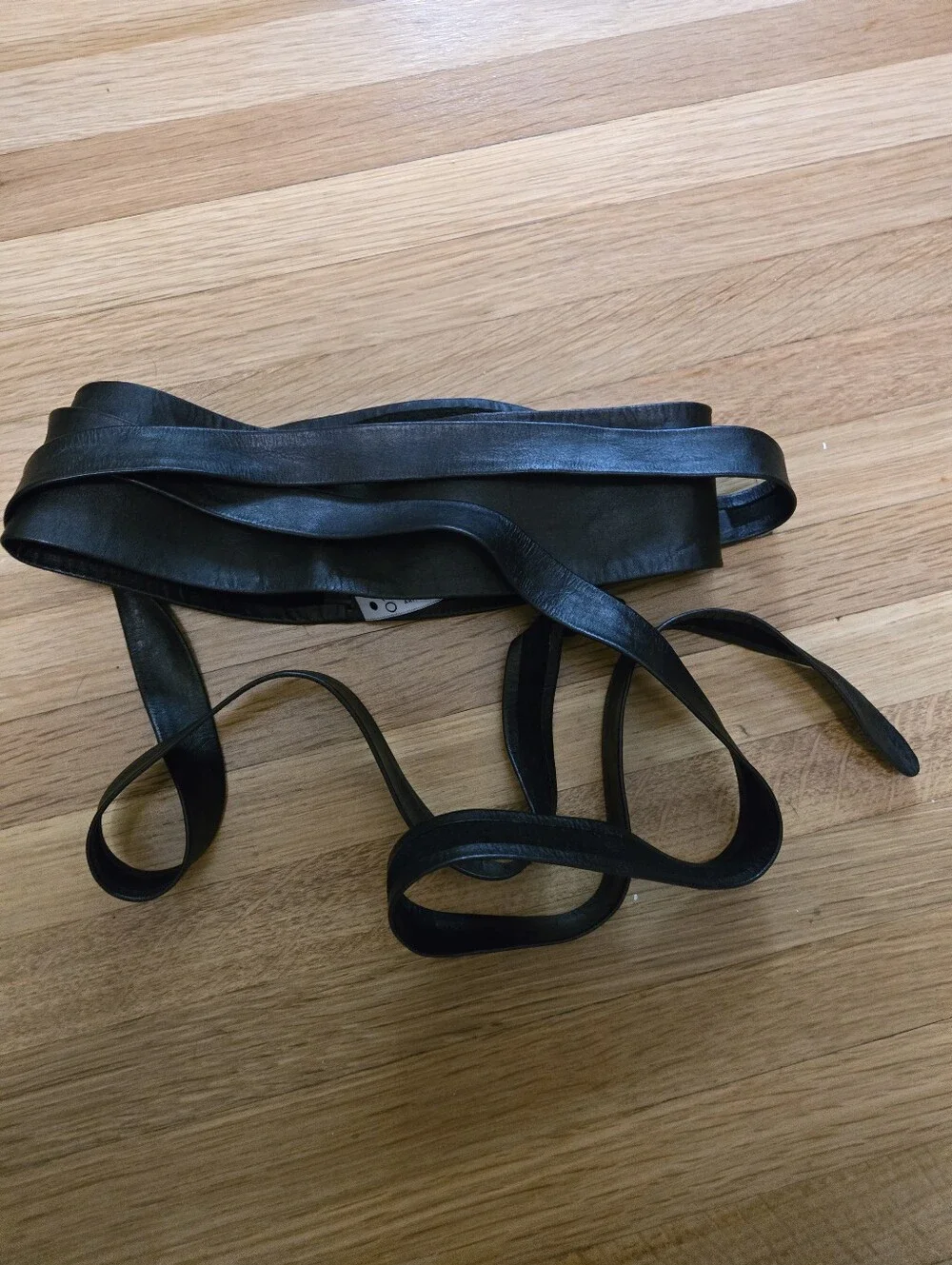 Ada Black Leather Obi Wrap Belt
